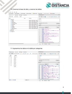 8 
 
10. Creamos la base de dato y creamos las tablas 
 
 
 
11. Ingresamos los datos en la tabla por categorías