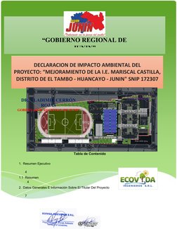 DECLARACION DE IMPACTO AMBIENTAL DEL PROYECTO: "MEJORAMIENTO DE LA I.E.
MARISCAL CASTILLA, DISTRITO DE EL TAMBO - HUANCAYO -