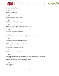 DECLARACION DE IMPACTO AMBIENTAL DEL PROYECTO: "MEJORAMIENTO DE LA I.E.
MARISCAL CASTILLA, DISTRITO DE EL TAMBO - HUANCAYO -