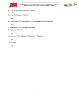 DECLARACION DE IMPACTO AMBIENTAL DEL PROYECTO: "MEJORAMIENTO DE LA I.E.
MARISCAL CASTILLA, DISTRITO DE EL TAMBO - HUANCAYO -