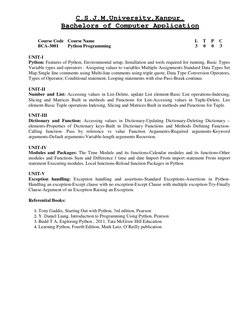 BCA 3rd Sem Python Programming Syllabus | PDF