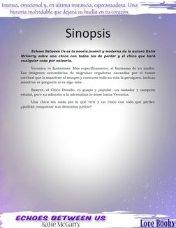 Sinopsis 
 
Echoes Between Us es la novela juvenil y moderna de la autora Katie 
McGarry sobre una chica con todas las de p