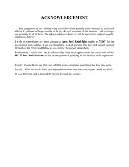 ACKNOWLEDGEMENT
The completion of this training work could have been possible with continued & dedicated
efforts & guidance o