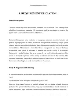 Restaurant Management System
Department of Computer Science and Engineering, NIIST, 
1
1. REQUIREMENT ELICIATION:
Initial inv