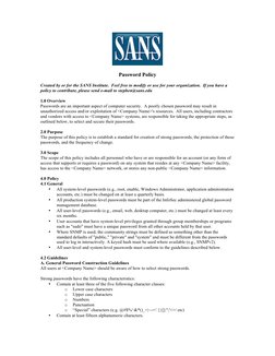 Corporate Password Policy Guidelines | PDF