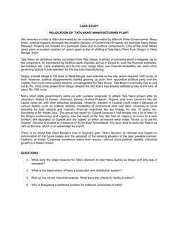 Tata Nano Plant Relocation Case Study | PDF | Economy Of India | Economies