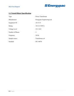 DGA Test Report for Transformer Oil | PDF | Physical Sciences ...