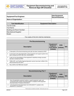 Equipment Decommissioning Sign-Off Checklist | PDF | Electrical Wiring ...