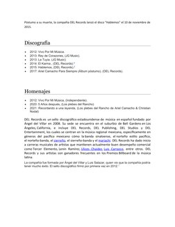 Póstumo a su muerte, la compañía DEL Records lanzó el disco "Hablemos" el 10 de noviembre de
2 (https://es.wikipedia.org/wiki
