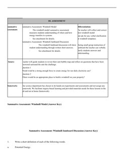 III. ASSESSMENT
Summative
Assessment:
Summative Assessment: Windmill Model
·
The windmill model summative assessment
measures