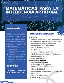 CURSO 1
Qué aprenderás sobre las matemáticas
Operaciones básicas de matemáticas (https://platzi.com/clases/1393-fundamentos-m