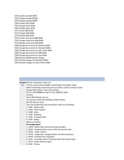 CS51 Create standard BOM
CS52 Change standard BOM
CS53 Display standard BOM
CS61 Create Order BOM
CS62 Change Order BOM
CS63