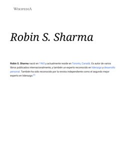 (https://es.m.wikipedia.org/wiki/Wikipedia:Portada)Robin S. Sharma
Robin S. Sharma nació en 1965  (https://es.m.wikipedia.or
