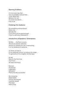 Emcee Script Essentials for Events | PDF