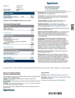 Spectrum Internet Bill Form.pdf Spectrum Bill Summary and Payment Info | PDF | Fee | Cheque