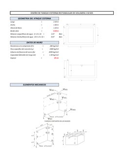 DISEÑO DE TANQUE CISTERNA RECTANGULAR DE VOLUMEN 2.50 M3
GEOMETRIA DEL ATNQUE CISTERNA
Largo