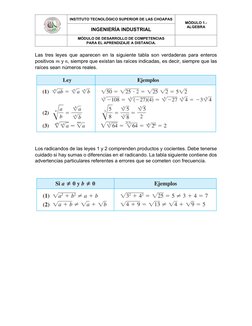 INSTITUTO TECNOLÓGICO SUPERIOR DE LAS CHOAPAS 
MÓDULO 1.- 
ALGEBRA 
INGENIERÍA INDUSTRIAL 
 
MÓDULO DE DESARROLLO DE COMPET