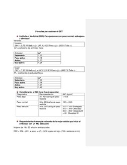 Fórmulas de GEB y GER en Niños | PDF | Obesidad | Manejo de la obesidad
