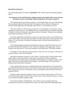 READING PASSAGE 1
You should spend about 20 minutes on Questions 1–16, which are based on Reading Passage 1 
below.
Sea monst