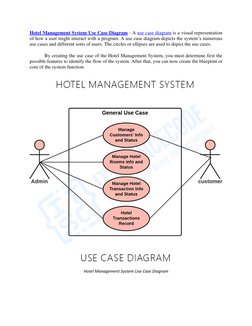 Hotel Management System Use Case Diagram - A use case diagram is a visual representation 
of how a user might interact with a