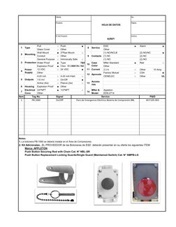 Cliente:
No.:
Proyecto:
Página:
N° De Proyecto:
Archivo:
Pull
□
Push
■
ESD
■
Alarm
■
Glass Cover
□
Other
Other
Wall Mount
■
2