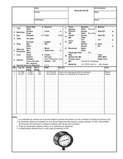 Cliente:
No. De Documento:
Proyecto:
Página:
N° De Proyecto:
Archivo:
Direct Rdg
■
Receiver
□
Bourdon
■
Bellows
□
Other
Other