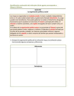 Rectificación evaluación del miércoles 24 de agosto corresponde a 
Mayas y Aztecas.
Historia, Geografía y Ciencias Sociales 4