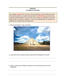 GUÍA Nº3
La ciudad y la economía
1. Observa la imagen. Luego, responde.
a. ¿Qué sector de la ciudad crees que representa la f