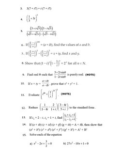 Extra Questions on Complex Numbers Class 11 | PDF | Complex Number ...