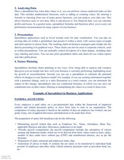 2. Analyzing Data 
Once a spreadsheet has some data values in it, you can perform various analytical tasks on this 
data. Thi