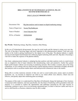 BIRLA INSTITUTE OF TECHNOLOGY & SCIENCE, PILANI
SECOND SEMESTER 2021-22
DSECLZG628T DISSERTATION
           Dissertation Titl