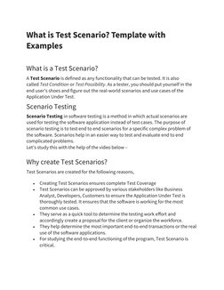 What is Test Scenario? Template with 
Examples
What is a Test Scenario?
A Test Scenario is defined as any functionality that
