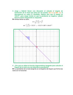 3. Jorge  y  Gabriel  tienen  una  discusión  al  calcular  el  ángulo  de
inclinación de la recta que pasa por los puntos A(