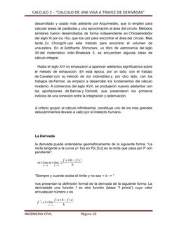 CALCULO 2 – “CALCULO DE UNA VIGA A TRAVEZ DE DERIVADAS”
desarrollado y usado más adelante por Arquímedes, (https://es.wikiped