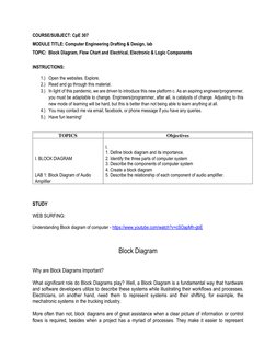 COURSE/SUBJECT: CpE 307 
MODULE TITLE: Computer Engineering Drafting & Design, lab 
TOPIC:  Block Diagram, Flow Chart and Ele