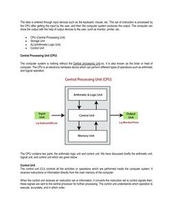 The data is entered through input devices such as the keyboard, mouse, etc. This set of instruction is processed by 
the CPU