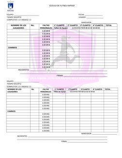 CEDULA DE FUTBOL RAPIDO                
             
        EQUIPO: _________________________