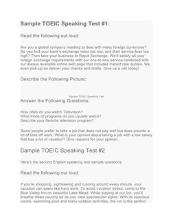 Sample TOEIC Speaking Test #1:
Read the following out loud:
Are you a global company needing to deal with many foreign curren