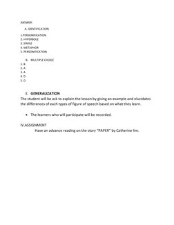 Grade 7 Lesson Plan: Figures of Speech | PDF | Lesson Plan | Metaphor