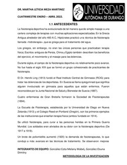 DR. MARTHA LETICIA MEZA MARTINEZ 
CUATRIMESTRE ENERO – ABRIL 2022. 
INTEGRANTES DE EQUIPO: González Cota Melany Mabel, Gonzál