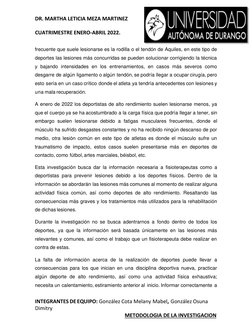 DR. MARTHA LETICIA MEZA MARTINEZ 
CUATRIMESTRE ENERO-ABRIL 2022. 
INTEGRANTES DE EQUIPO: González Cota Melany Mabel, González