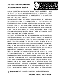 DR. MARTHA LETICIA MEZA MARTINEZ 
CUATRIMESTRE ENERO-ABRIL 2022. 
INTEGRANTES DE EQUIPO: González Cota Melany Mabel, González