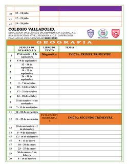 40
10 – 14 julio
41
17 – 21 julio
42
24 – 26 julio
COLEGIO VALLADOLID.
EDUCACION INCLUSIVA E INCORPORACION GLOBAL A.C.
SAN LU