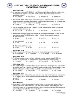 LEGIT MULTIVECTOR REVIEW AND TRAINING CENTER 
ENGINEERING ECONOMY 
Engineering Economy 
Page | 9  
 
 
 
REE – Apr. 2000 
12.