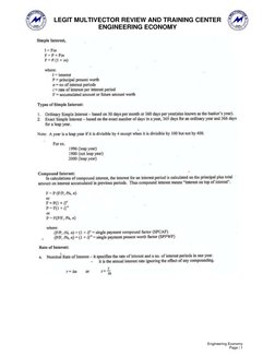 LEGIT MULTIVECTOR REVIEW AND TRAINING CENTER 
ENGINEERING ECONOMY 
Engineering Economy 
Page | 1  
 
 
 
 
 
 
 
 
 
 
 
