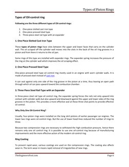 Types of Piston Rings 
 
TheEngineersPost.com 
Page 6 
 
Types of Oil-control ring  
Following are the three different types