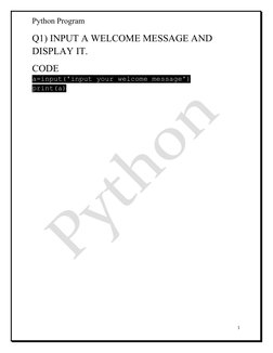 Input and Display Welcome Message in Python | PDF