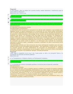 Pregunta 4
A nivel general, ¿Qué se espera de la prensa escrita, medios televisivos o electrónicos para la
lucha contra la co