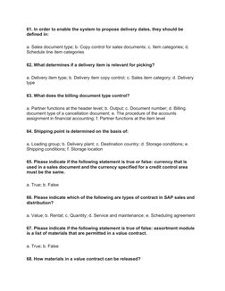 SAP SD Certification Sample Questions | PDF | Sales | Test (Assessment)