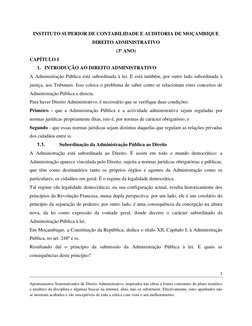 1 
Apontamentos Sistematizados de Direito Administrativo, inspirados nas obras e fontes constantes do plano temático 
e analí